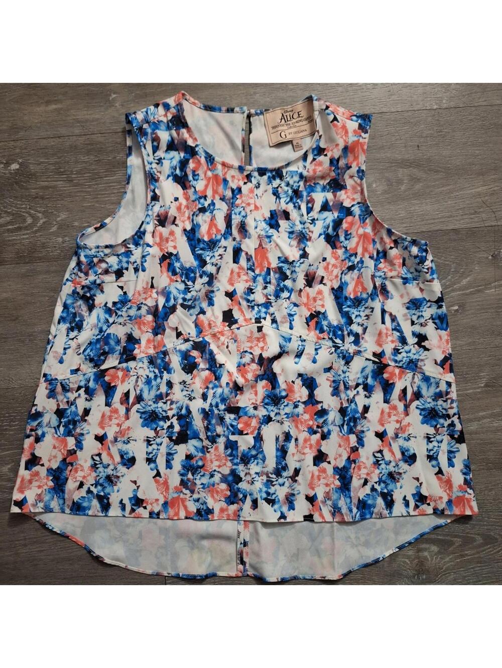 Disney Floral Sleeveless Blouse in Blue, Coral, White